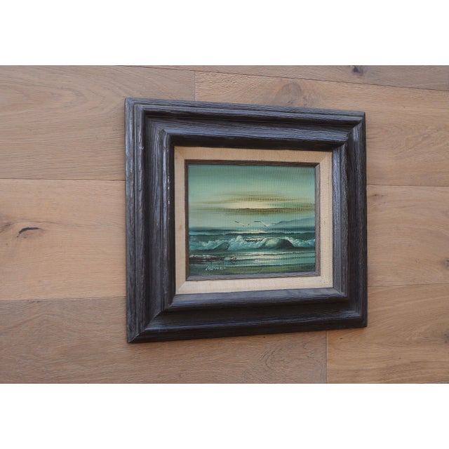 Traditional Small Signed Vintage Seascape Oil on Canvas Painting For Sale - Image 3 of 8