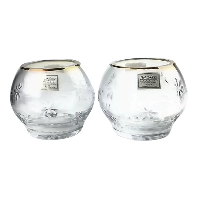 Vintage Park Avenue 1960s Crystal & Gold Votive Holders - a Pair For Sale