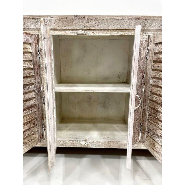 Modern Reclaimed Whitewashed Louvered Door Sideboard. For Sale - Image 3 of 6