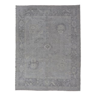 Turkish Oushak Hand Knotted With Floral Motifs by Keivan Woven Arts 10'4 X 14'0 For Sale
