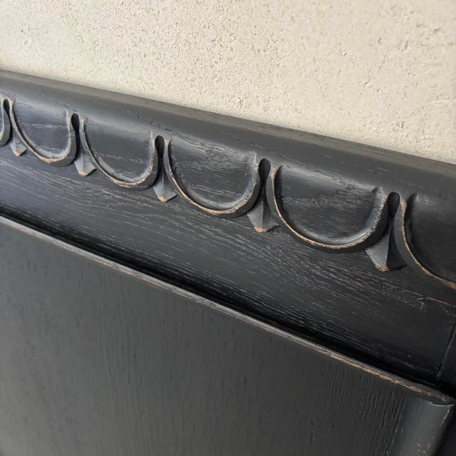 Black Patinated Wooden Headboard For Sale - Image 4 of 6