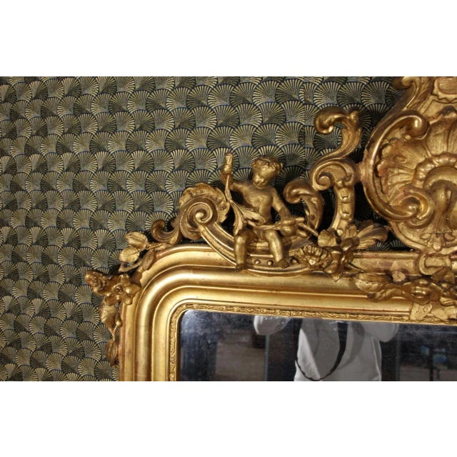Louis Philippe Mirror in Golden Wood Frame For Sale - Image 4 of 11