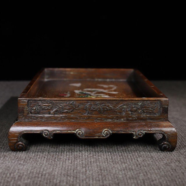 Huali Rosewood Tray Inlaid With Mother-of-Pearl For Sale - Image 9 of 10