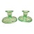 Vintage Pair of Light Green Depression Glass Pillar Holders For Sale