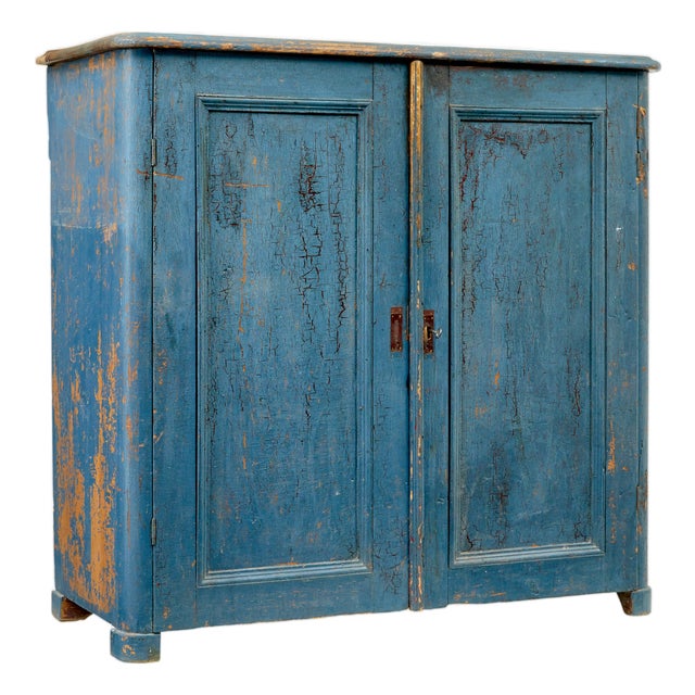 Antique Scandinavian Rustic Painted Cabinet, 1830 For Sale