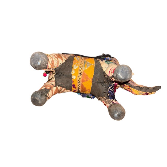1950s Anglo Raj Cotton Embroidered Patchwork Stuffed Elephant For Sale In West Palm - Image 6 of 6