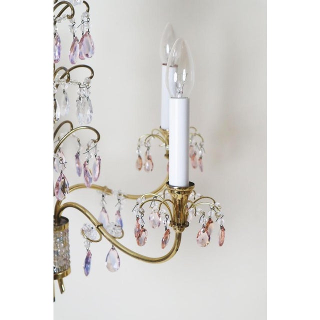 Chandelier Pink, Purple Crystals and Crystal Balls from Palwa, 1970s For Sale - Image 10 of 17