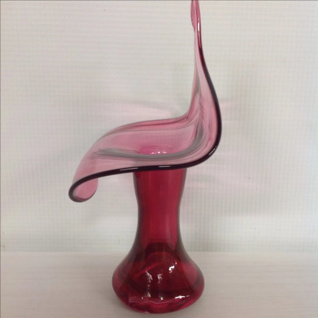 Art Nouveau Antique Cranberry Glass Jack in the Pulpit Vase For Sale - Image 3 of 6