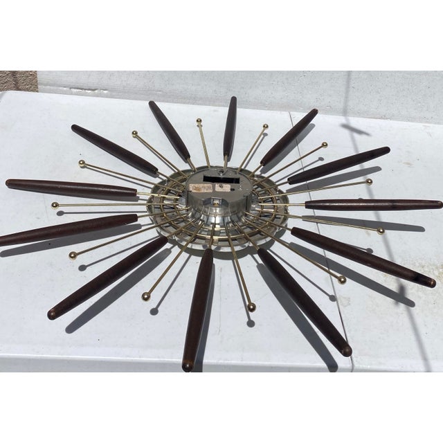 Mid Century Modern Large Sunburst Wall Clock 1963 | Chairish