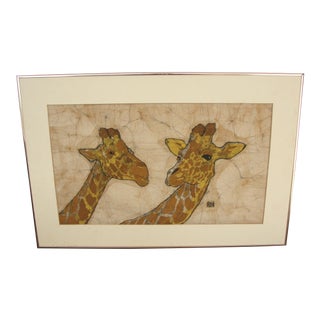 Vintage Rob & Rubye Marett Giraffe Batik For Sale