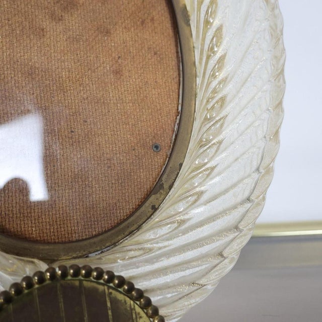 Metal Murano Glass Photo Frame attributed to Barovier & Toso, Italy, 1940s For Sale - Image 7 of 12