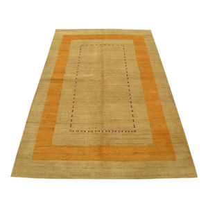 Gabbeh Rug 5’8” X 7’10” Beige Wool Contemporary Hand-Knotted Carpet