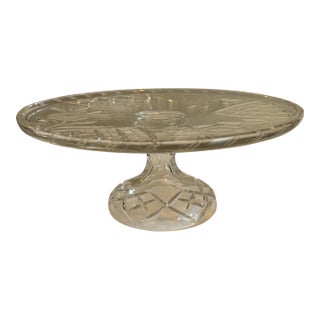 Vintage Pedestal Cake Stand by American Cut Glass, Vega Pattern With Etched Roses For Sale