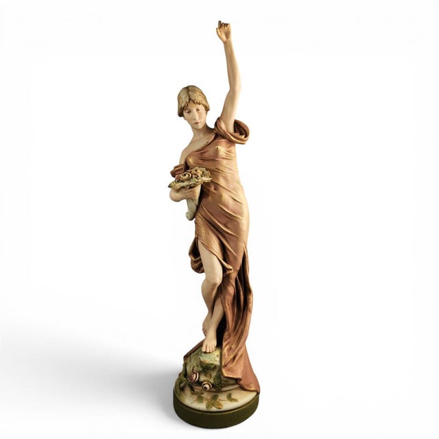 Graceful Maiden Porcelain Sculpture from Royal Dux, Early 20th Century For Sale - Image 10 of 10