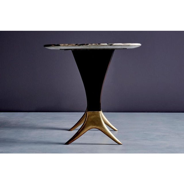 1950s Coffee Table with Polished Onyx Top attributed to Guglielmo Ulrich, 1950s For Sale - Image 5 of 11