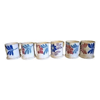 Antique Earthenware Mugs, Set of 6 For Sale
