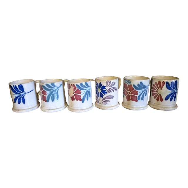 Antique Earthenware Mugs, Set of 6 For Sale