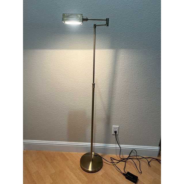 Brass Vintage Brass Adjustable Pharmacy Floor Lamp For Sale - Image 8 of 9