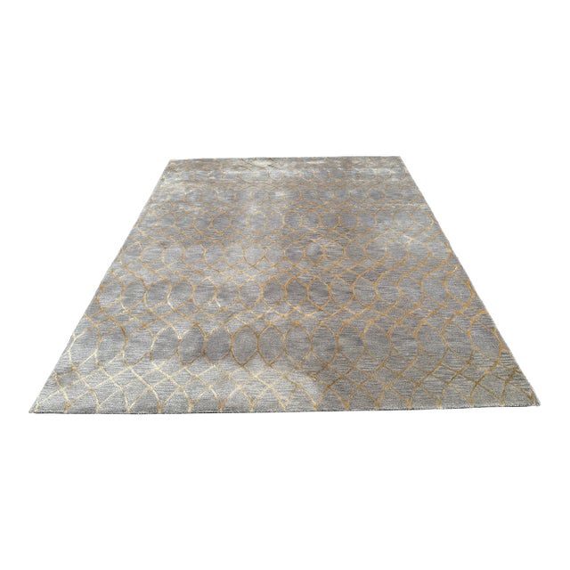 7ft 7in × 9ft 8in Bashian Greenwich Gray + Gold Geometric Area Rug For Sale