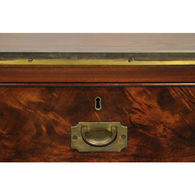 Antique English 4 Drawer Brass Banded Burr Walnut Campaign Chest Dresser For Sale In Philadelphia - Image 6 of 15