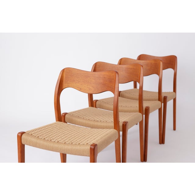 Vintage Teak Dining Chairs by Niels Otto Møller for J.L. Møllers, Set of 4, in Very Good conditions. Designed 1950 to 1959...