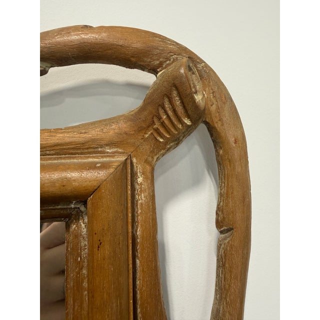 Italian Faux Bois Wall Mirror With Carved Wood Frame, Rustic Style For Sale - Image 4 of 9