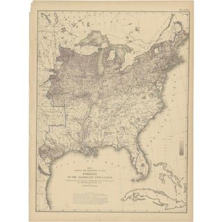 Antique Chart of the US Foreign Population Proportion in 1870, 1874 For Sale