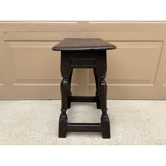 Late 17th Century English Oak Joint Stool With Turned Legs For Sale - Image 13 of 13