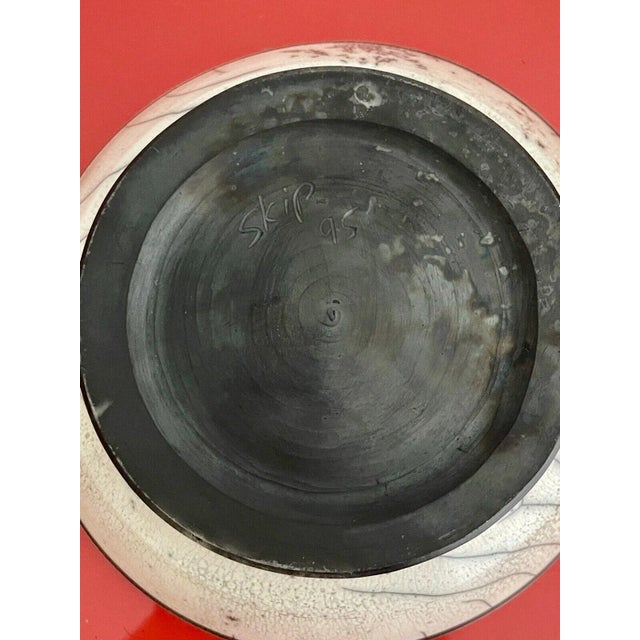 1980s Studio Art Pottery Postmodern Signed Skip Abstract Raku Ceramic Vessel Bowl - Set of 2 For Sale In West Palm - Image 6 of 9