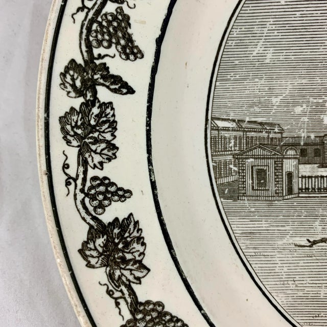 Black Stone, Coquerel Et Le Gros French Creamware Neoclassical Architecture Plate For Sale - Image 8 of 13