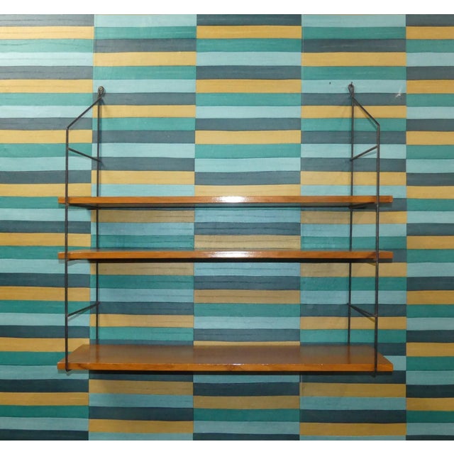 Vintage String Shelf in Walnut, 1960s For Sale - Image 4 of 14