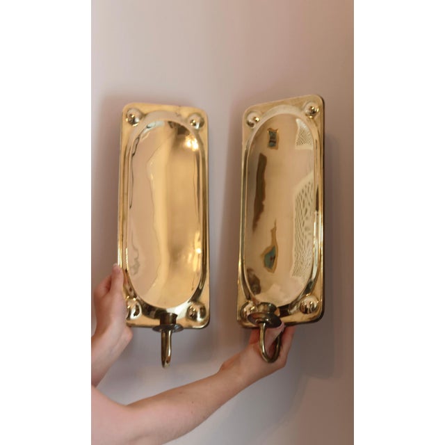 Mid-Century Swedish Brass Sconces, Set of 2 For Sale - Image 5 of 11
