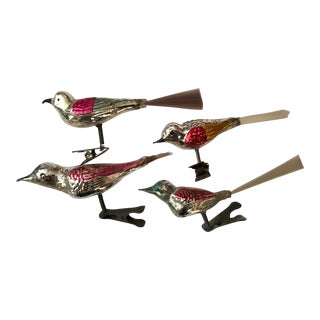1960s Vintage Brush-Tail Christmas Tree Bird Figurines- Set of 4 For Sale