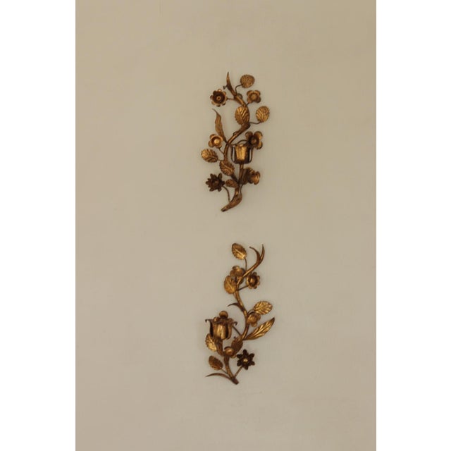 Mid-Century Modern Mid-Century Italian Gilded Metal Sconces, Set of 2 For Sale - Image 3 of 17