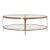 Matthew Izzo Home Brando Antique Brass Two Tier Oval Coffee Table With Glass Tops For Sale