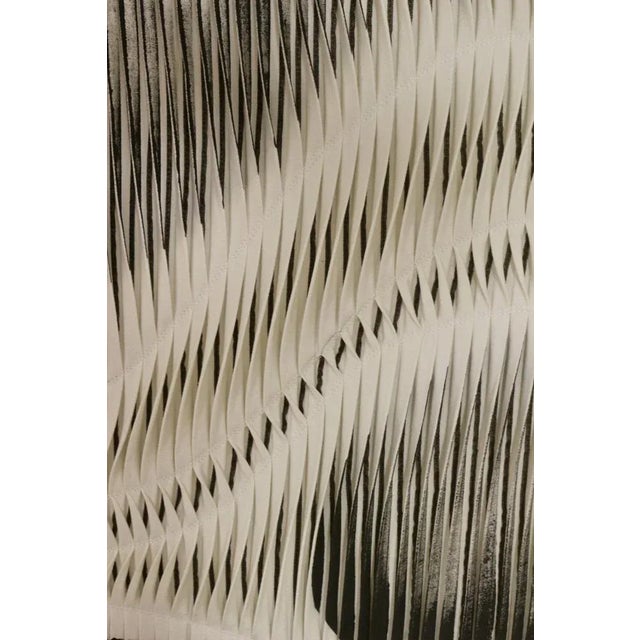 Charcoal and White Textured Board with Pleated Wave Effect For Sale - Image 6 of 13