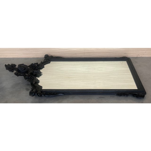 Baroque 18th Century French Large Flemish Baroque Walnut Ebonized Mirror For Sale - Image 3 of 7