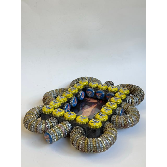 Late 20th Century Vintage Outsider Folk Art Bottle Cap Frame For Sale - Image 5 of 10