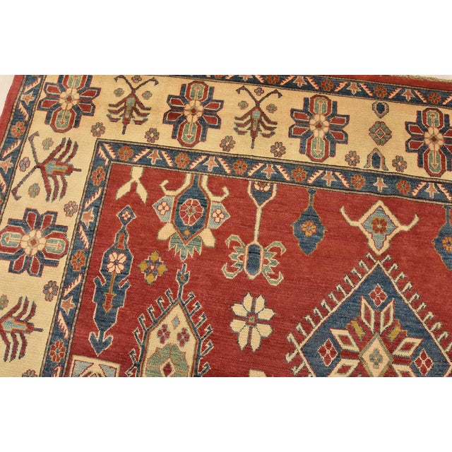 Textile Kazak Rug 9’3” X 13’8” Red Wool Tribal Hand-Knotted Oriental Carpet For Sale - Image 7 of 14