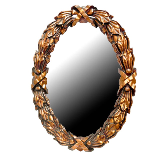 Large 45" Baroque Hand Carved Oval Giltwood Frame For Sale In Los Angeles - Image 6 of 7