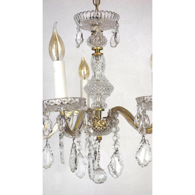 Glass Antique Brass Lead Crystal Palme and Walter Chandelier from Palwa, 1950s For Sale - Image 7 of 10