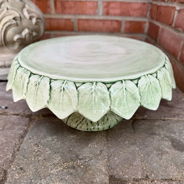 Rustic European Mid 20th Century Italian Majolica Cake Plate / Stand For Sale - Image 3 of 10