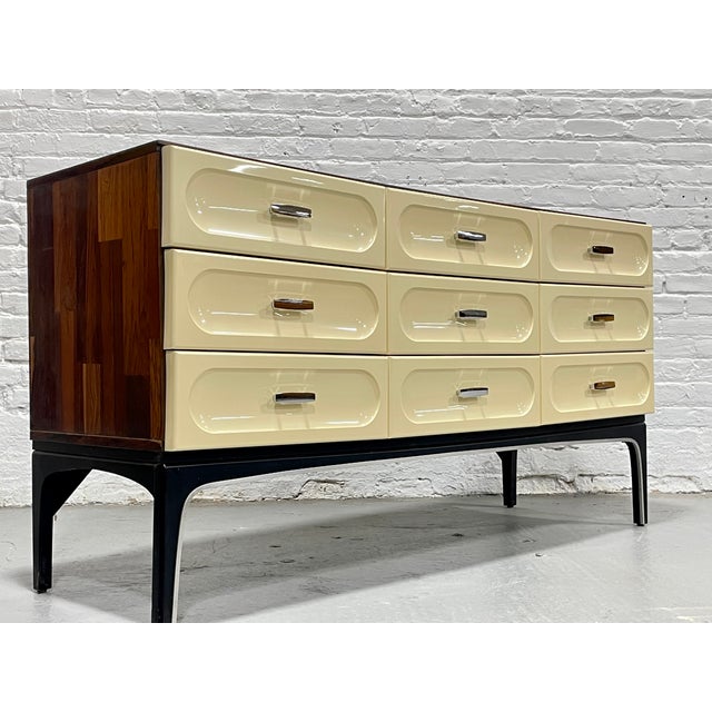 Mid-Century Modern Mid Century Modern Plastic + Rosewood Credenza / Long Dresser by Vallieres, C. 1960's For Sale - Image 3 of 12