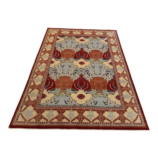 Hand-Knotted Morris Style Rug – 9'2" X 11'10" – Arts & Crafts Floral Wool For Sale
