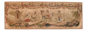 19th Century Antique Aubusson Pictorial French Tapestry, Hand Knotted