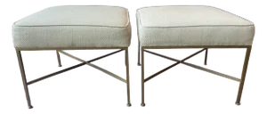 1950s Vintage Paul McCobb X Base Ottomans - A Pair