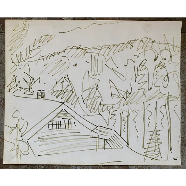 Greensboro VT landscape with animal heads hidden in the trees by Vermont artist Frank Wallace (1915/18-2003). Wallace was...