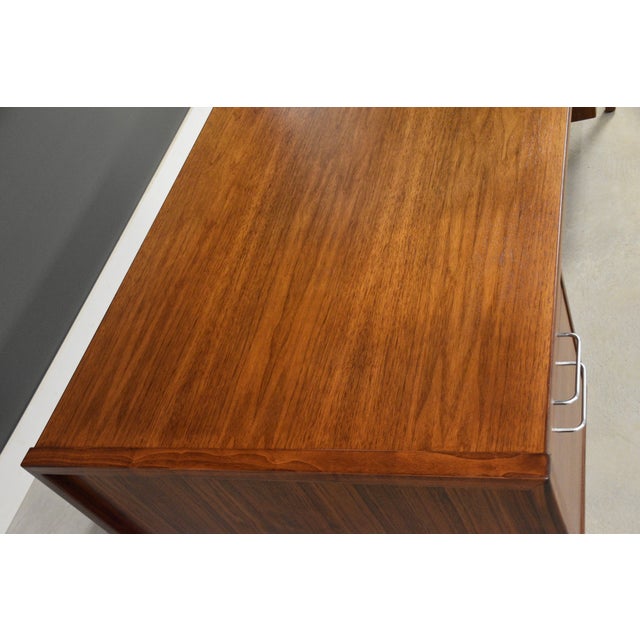 Refinished Modern Walnut Executive Desk by Jens Risom For Sale In Boston - Image 6 of 12