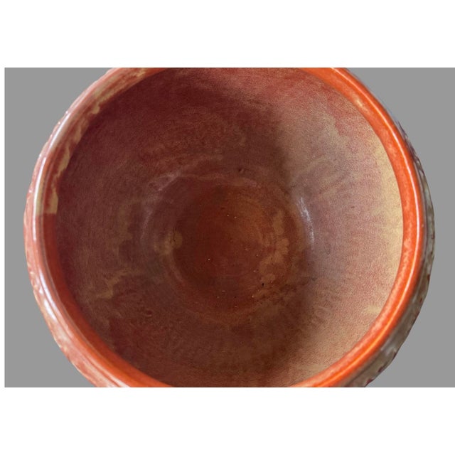 Vintage Antique Art Pottery Carved Jardiniere Planter Vase For Sale - Image 4 of 6