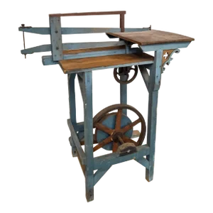19th Century Primitive Rustic Americana Blue Painted Scroll Saw